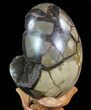 Septarian Dragon Egg Geode - Black Crystals #72065-3